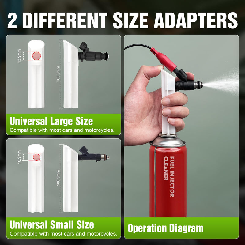 JDIAG Universal Fuel Injector Tester Cleaner Kit - 4 Preset & 1 Custom Mode, Test 2 Injectors Simultaneously, DIY Cleaning Tools with Dedicated Fuel Injector Connectors, 12V/5V Output Power