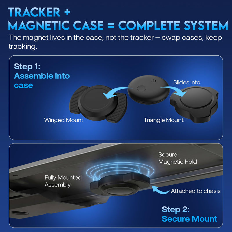Car Tracker Device No Subscription 2 Pack, Magnetic GPS Tracker for Vehicles Hidden, Dual System Compatible with Find My and Find Hub, Bluetooth Locator, 12-Month Battery, AirTag Alternative