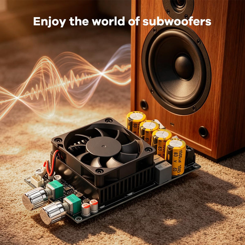 ZK-6001 600W Active Subwoofer Amplifier Board TPA3225 Mono Pure Power Amplifier with Frequency Volume Adjustment for Home Car DIY Audio System