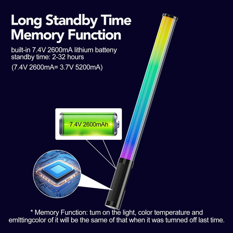 NA430 PRO RGB Light Wand Video Selfie Handheld Light Stick APP Control 2500k-9900K 24 Effects 2600mAh Rechargable for Photography Studio (NA430 PRO) NA430 PRO