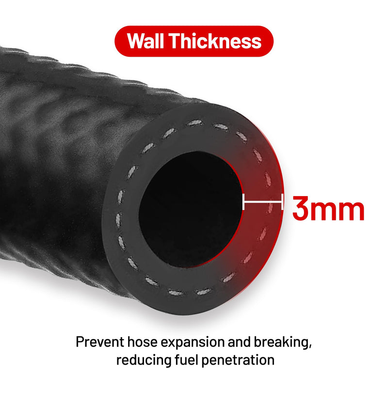 EVIL ENERGY 1/4 Fuel Hose Line Push Lock NBR Rubber SAE 30R7 5FT 300PSI 1/4Inch