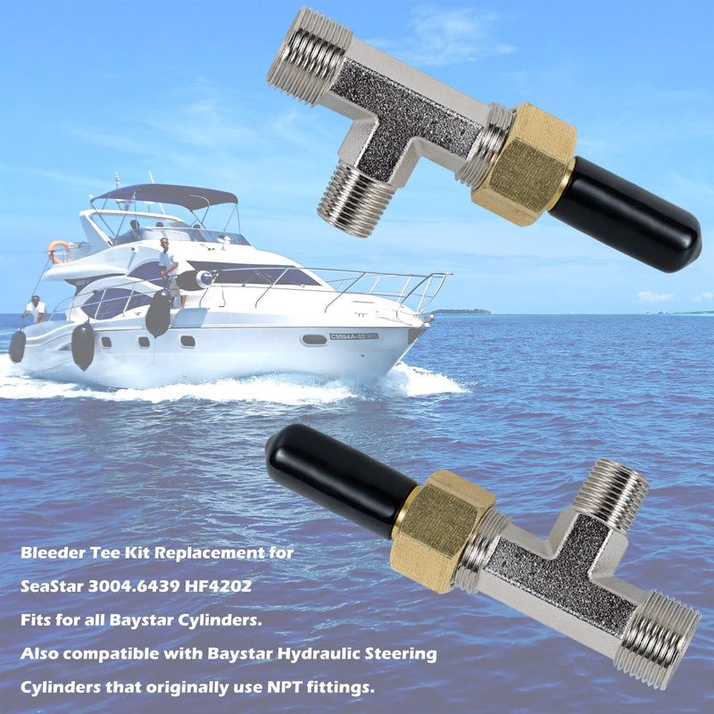 Bonbo Bleeder Tee Kit Replacement for Seastar 3004.6439 HF4202 Compatible with All Baystar Cylinders (2pcs)