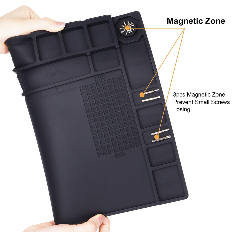Premium Heat Resistant 932°F Magnetic Silicone Soldering Mat Electronics Work Mat for Computer Cell Phone Laptop Repair, BGA Soldering Gun Iron Workbench Protection HP-140