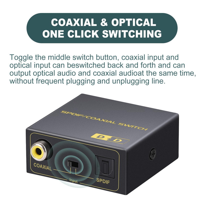 Optical to Coaxial Or Coax to Spdif Bi-Directional Audio Converter, Support Converter/Repeate/Splitter, with 1 Optical, 1 Coaxial Cable, 1 Power
