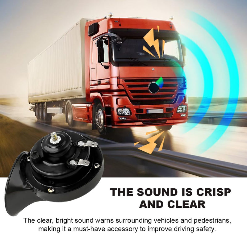 300DB Super Loud Train Horn, 12V Waterproof Air Horns Replacement Kit, High Low Tone Car Air Electric Snail Double Horn, Universal Vehicle Air Horn Replacement for Car Truck Boat (Black) Black 1 PCS