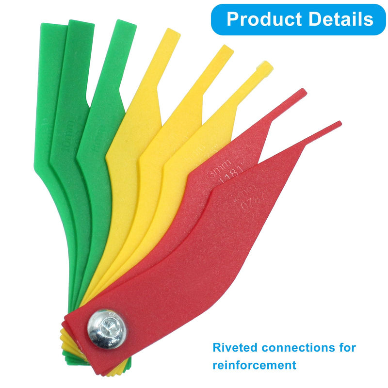 Zorfeter 2 Pack Durable Brake Lining Thickness Gauge, Color-Coded Measuring Tool SAE & Metric Brake Pad Ruler, Heavy Duty Feeler Gauge for Automotive/Car Enthusiasts