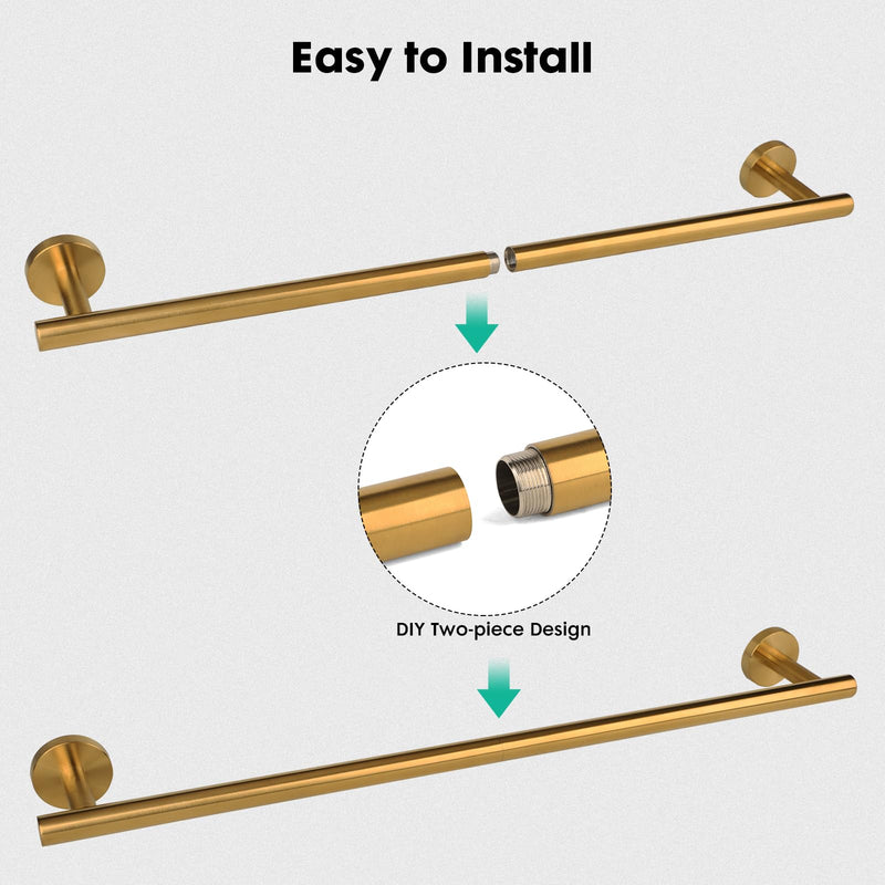 Modern 24 inch Towel Bar Brushed Gold,Stainless Steel Towel Racks for Bathroom Wall Mounted,Bathroom Towel Holder,Home Decor Towel Rod