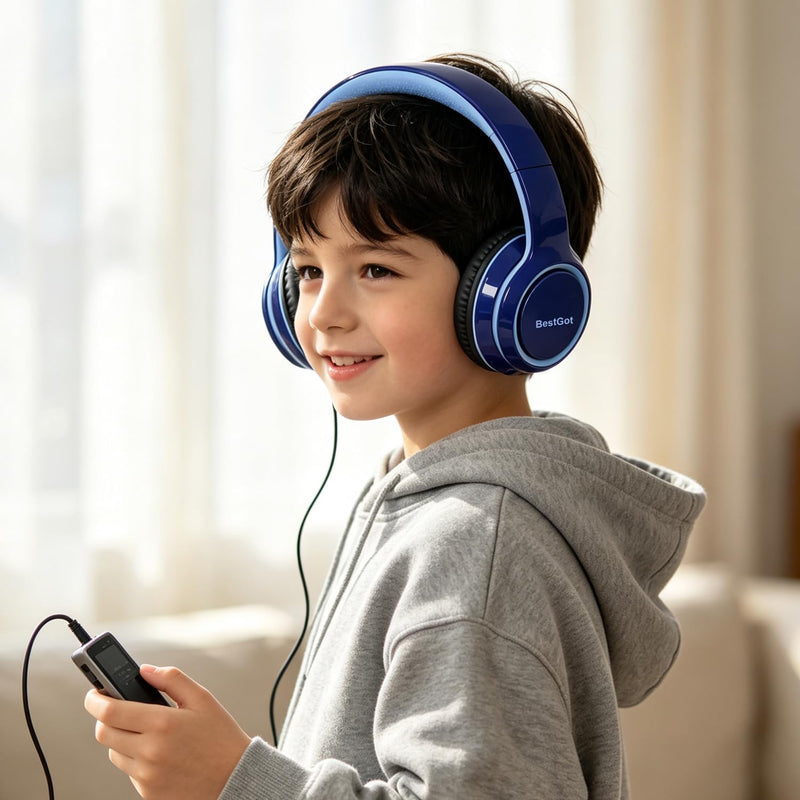 Kids Headphones for kids Over-Ear headset Limited 80/95DB 3.5mm Blue | Children's headphones, comfortable and perfect