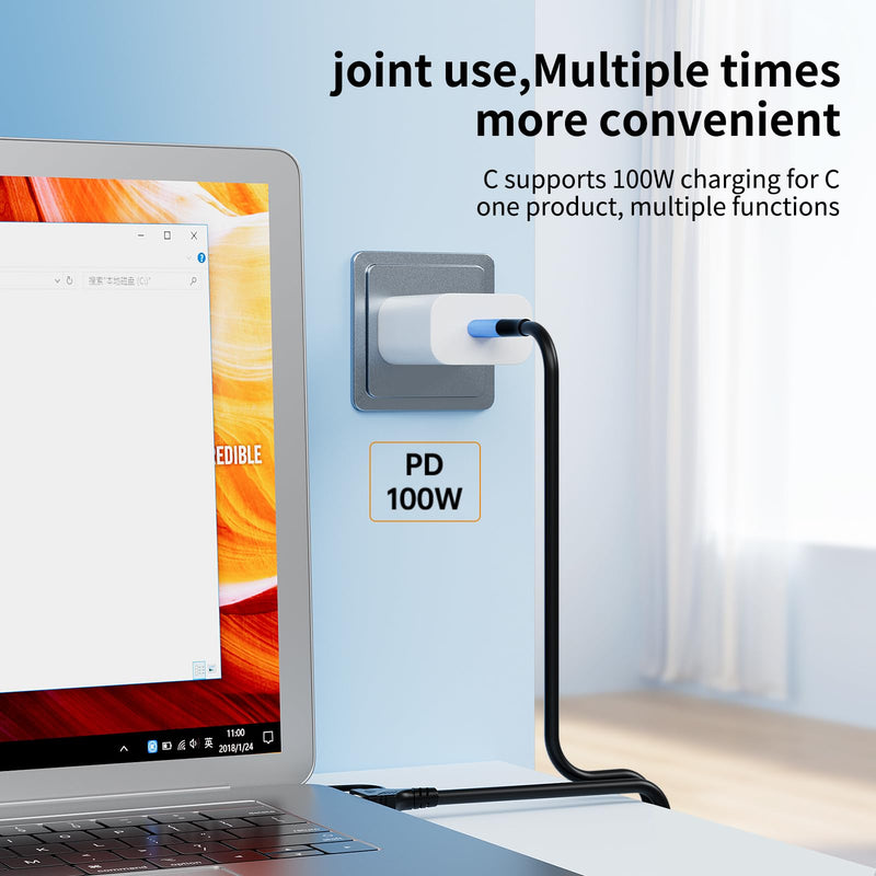 USB C to HDMI Adapter Cable,USB C to USB C3.2 Gen 2 Cable 4K60Hz with 240W Power Delivery10Gbps Data Type-C to HDMI Adapter for Thunderbolt 3/4, MacBook, iPad Pro, iPhone 17/16/15 Pro | Plug and Play V292