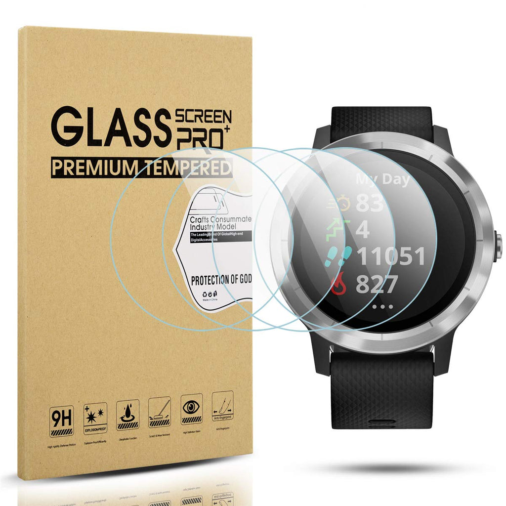 4-Pack for Garmin Vivoactive 3 Tempered Glass Screen Protector (Not Fit for Vivoactive 3 Music) [Anti-Scratch] [Perfectly Fit] [Optimized Version]