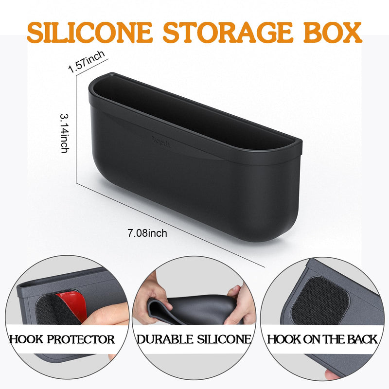 for Tesla Model Y 3 Sunglasses Holder Center Console Organizer Tray Storage Box Key Card Coin Holder Silicone Hook for Flocking Tesla Accessories Center Console Organizers