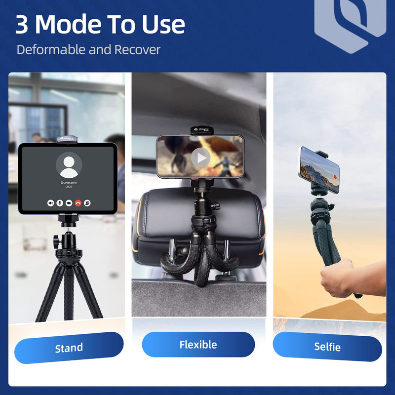 Fotopro iPad Tripod Stand with 360 Ball Head for Camera, Phone, Tablet & More - Cold Shoe, Flexible Phone Tablet Holder for Vlogging, Live Streaming & Selfie AT-2