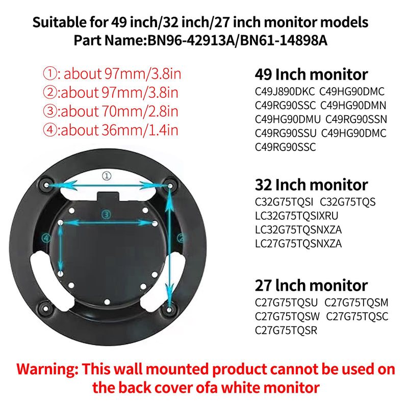 BN96-42913A/BN61-14898A Compatible with Samsung Wall Mount Bracket Display Rack Converter C49J890DKC C49HG90DMC C49RG90SSC Odyssey G7 75T 32" LC27HG70QQU C32HG70QQN