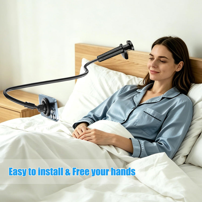 Magnetic Gooseneck Phone Holder for Bed, for MagSafe Phone Holder Mount Stand Flexible Goosebeck Arm with Clamp Clip Mount for Desk Bedside for iPhone 17/16/15/14/13/12 and Others