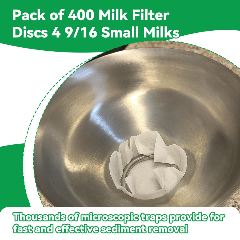 Hahafelt 400 Pack Milk Filter Discs Quick Flow Non-gauze Small 4-9/16" Od Replacement Filters Disks for Raw Milk Strainer 200 Discs Per Box