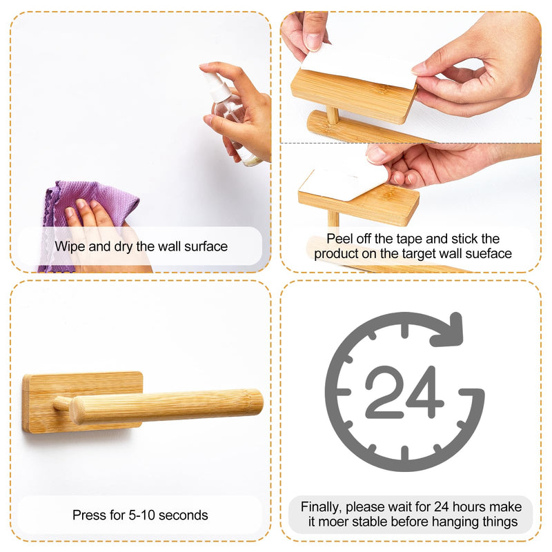 Maxcheck 2 Pcs Bamboo Toilet Paper Holder Wall Mounted Bathroom Towel Holder Wood Towel Rack Toilet Paper Holder and Towel Holder Set Wood Towel Bar Towel Hanger for Kitchen Living Room Bedroom