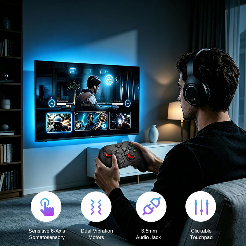 Geemaker Wireless Game Controller for Xbox Series X/S, Xbox One, Console, PC & Steam, Equipped with TMR Sticks, Hall Effect Analog Triggers, 1000Hz Polling Rate, 3.5mm Audio Jack - Black