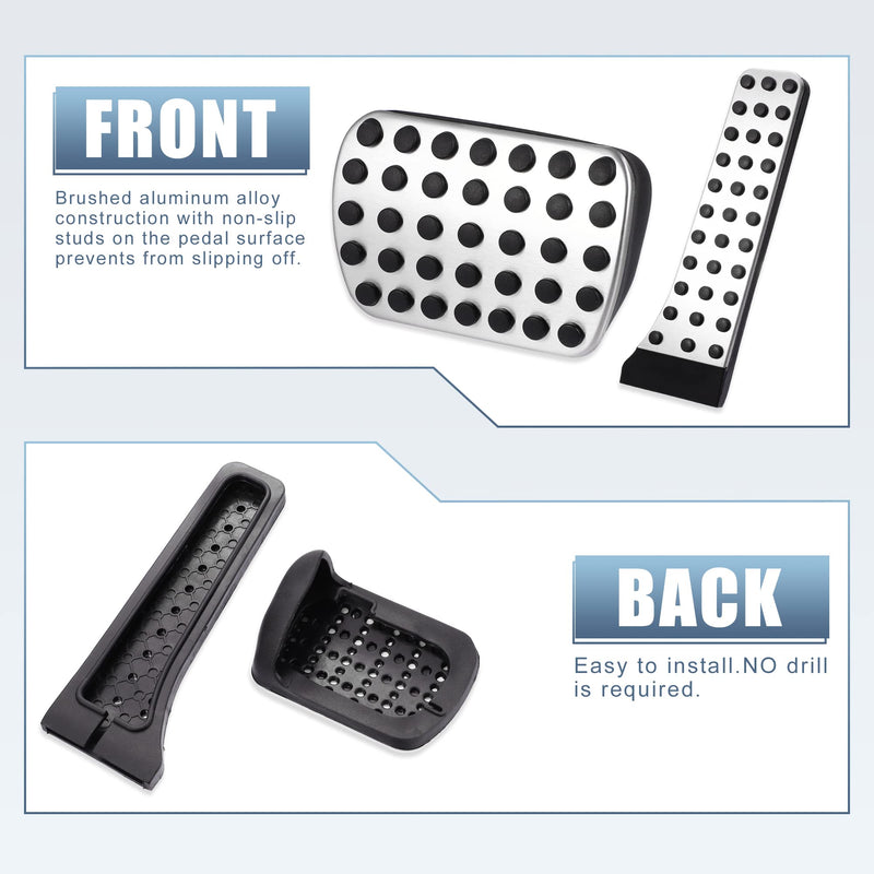 X AUTOHAUX 2pcs Gas and Brake Pedals Pads Cover Anti-Slip for Mercedes-Benz C E S GLC GLE GLK SLK CLS SL Class GLS Stainless Steel Car Pedals Accessories No Drill