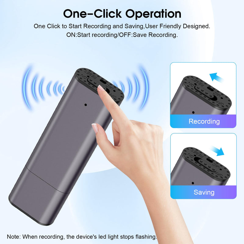 64GB Digital Voice Recorder Voice Activated Recorder USB Recording Device with Noise Reduction Rechargeable 750Hrs Small Pocket Audio Recording Devices for Lectures, Interview, Meeting, Class (Grey) Grey