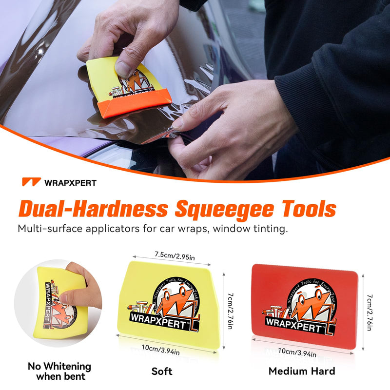 WRAPXPERT Window Tint Tool Vinyl Wrap Tools Small Tinting Squeegee, Vinyl Wrap Squeegee with Felt Buffers, Utility Knife, for Side/Quarter Window Tint Applying, Car Wrapping/PPF Installation