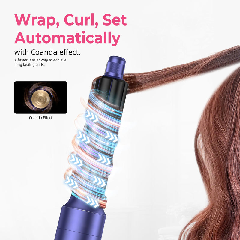 MogaWave Airbrush Hair Styler 6 in 1 Multi Styler, Magic Styler Air Styler, Blow Dry Hair Brush, Air Curler, Hair Dry Brush, Airstyler for Drying, Curling, All Hair Type/Length Blue
