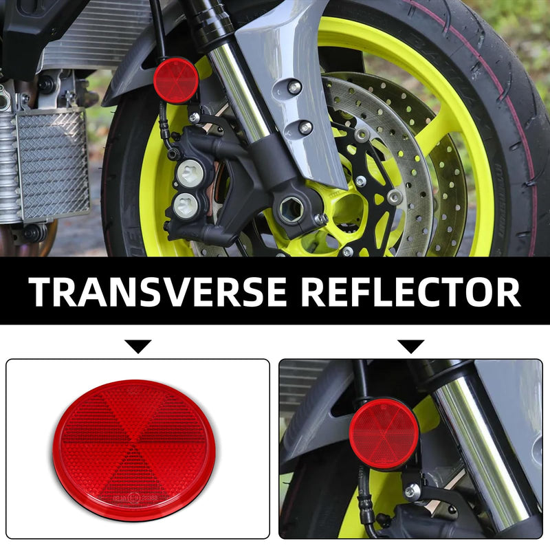 10 Pack Red Self Adhesive Round Reflectors, Road Safety Stick-on Rear Reflectors for Trailer Caravan Truck Lorry or Agricultural Machines Red Self-Adhesive