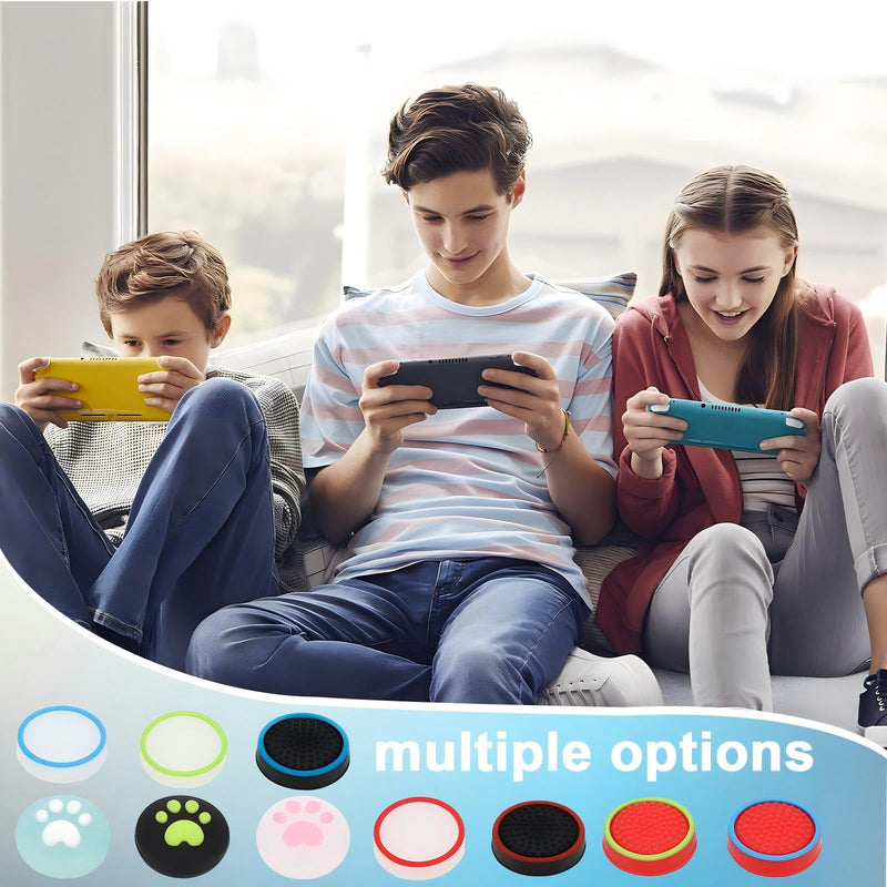 20PCS Switch Joystick Caps Bundle, Skin-Like Buttery Soft Ergonomic Odorless Silicone Thumb Grips, Anti-Slip Sweatproof Glow&Cat Paw Analog Stick Covers for Switch/OLED/Lite/NS