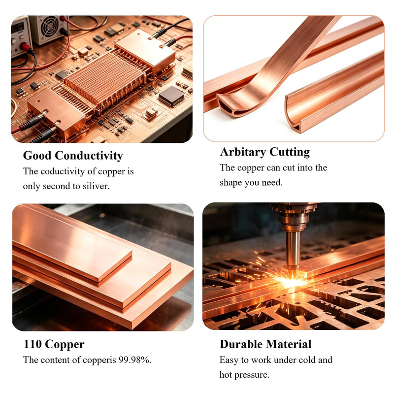 2Pcs 1/4" x 1" x 12" C110 Copper Flat Bar 12" Long, 6 x 25 x 305mm 99.98% Pure Copper Bus Bars DIY Craft, Electrical Connectors for Electroplating (2PCS,6 * 25 * 305mm) 1/4" x 1" x 12" 2