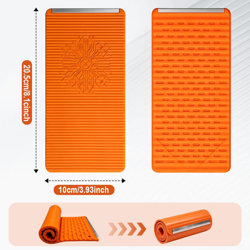 1PCS Flexible Silicone Phone Stand Holder, Foldable Adjustable Cell Phone Stand, Portable Anti Slip Airplane Phone Holder for Bed, Office, Kitchen, Travel, Compatible with Smartphone, Tablet（Orange） Orange