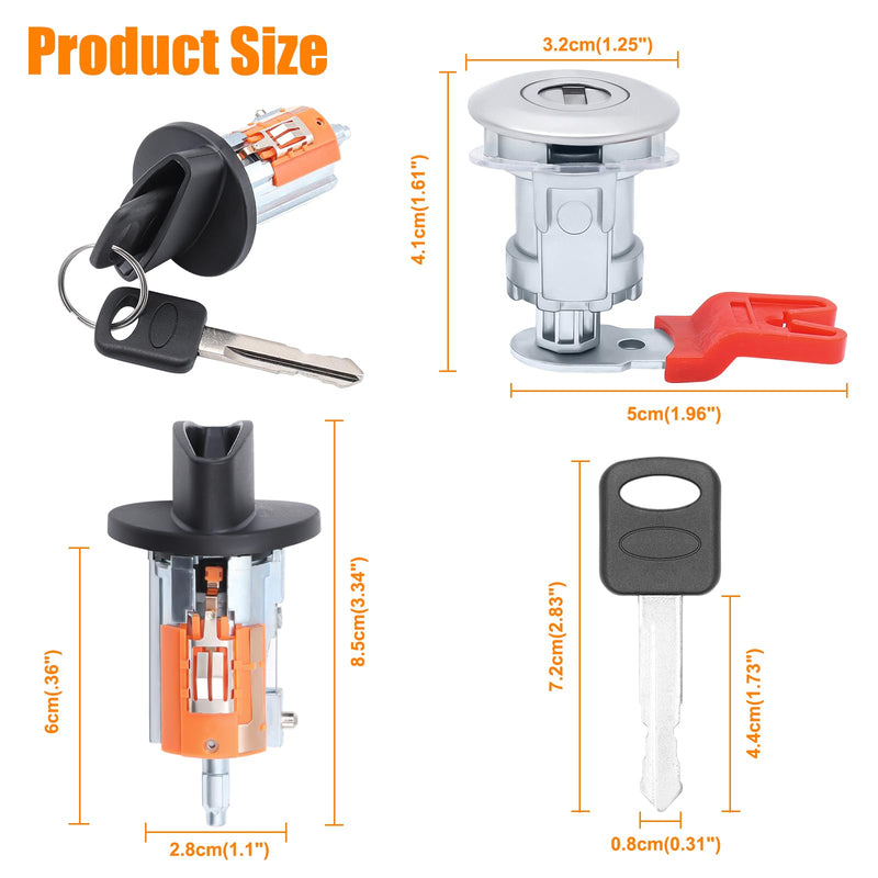 Door Lock Cylinders Ignition Switch with Keys for Ford, Ignition Switch Door Lock Cylinder Kit Replacement fit 1997-2020 Ford Econoline E-150 E-250 E-350 Van Replace 703369,70624,LC6177,5976378 lgnition & 4 Door Locks