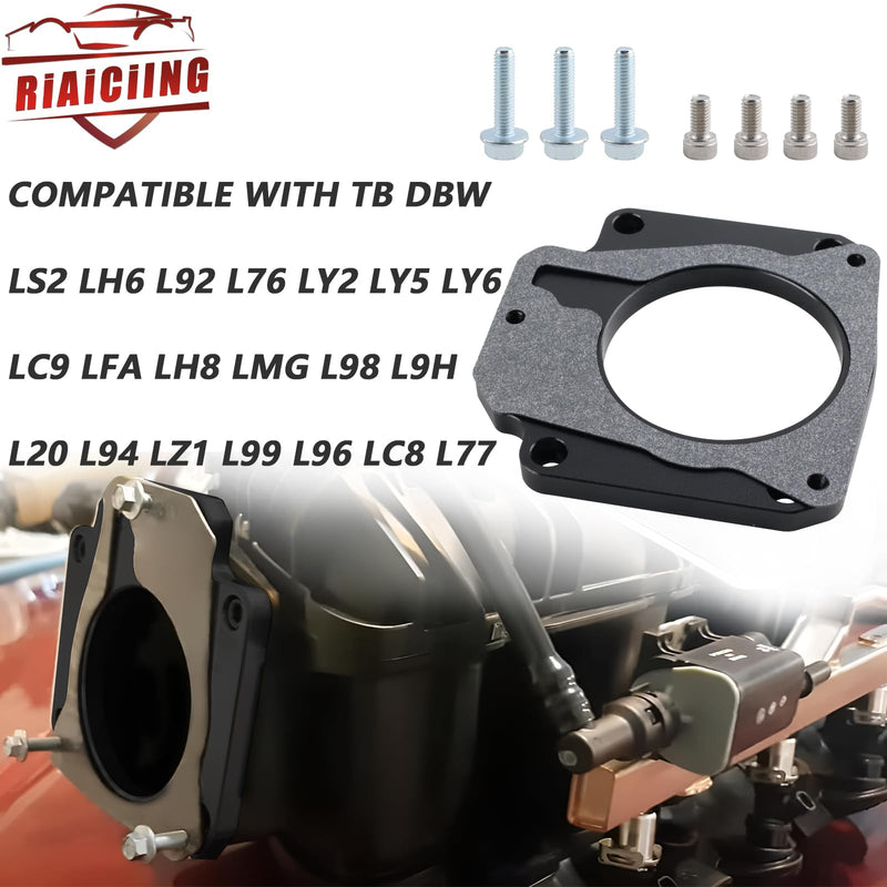 LS Drive By Wire Throttle Body Adapter for LS3 4 Bolt Intake to LS1 3 Bolt TB DBW LS2 LH6 L92 L76 LY2 LY5 LY6 LC9 LFA LH8 LMG L98 L9H L20 L94 LZ1 L99 L96 LC8 L77 551567 Black