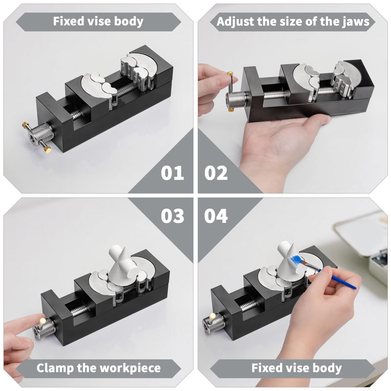 WhiteRhino Mini Vise Clamp,Smart Fractal Vise Drill Press Vise Bench Vise,Heavy Duty Self-Adjusting Aerospace-grade Aluminum Alloy&Precision CNC Machined— Crafts,Jewelry Making, Modeling,DIY,Repairs