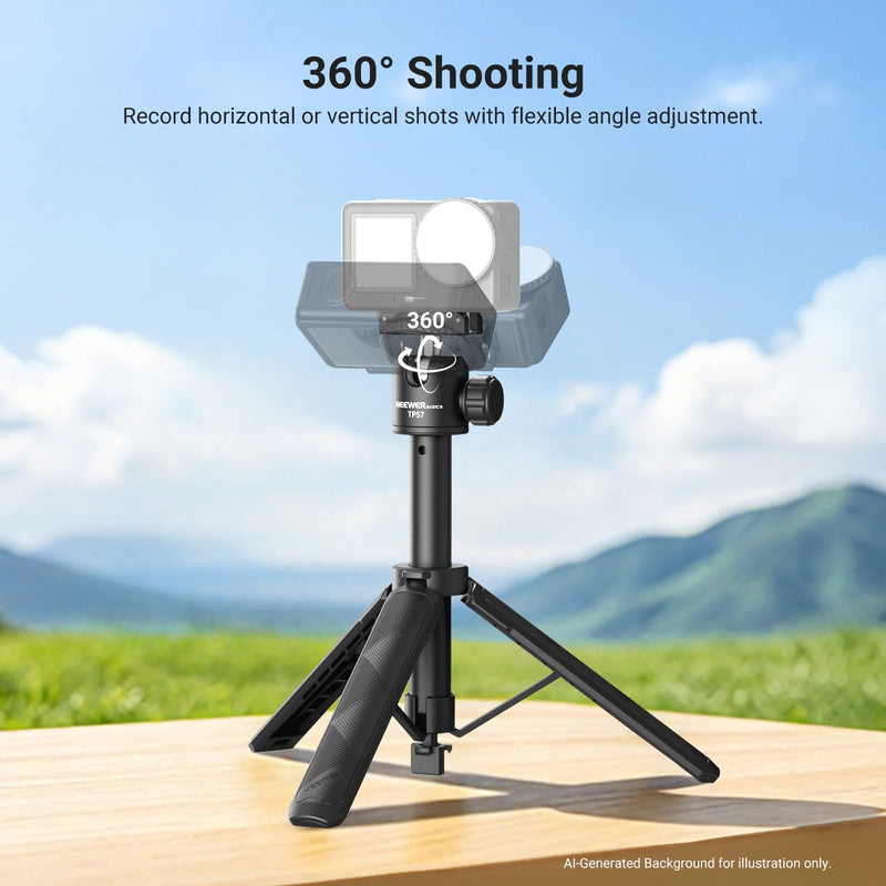 NEEWER Basics Action Camera Selfie Stick Tripod Compatible with DJI Osmo Action 6 Osmo 360 Nano, 8.1-21.3in Desk Stand with Quick Release Magnetic Mount Adapter & Ball Head for Video Recording, TP57