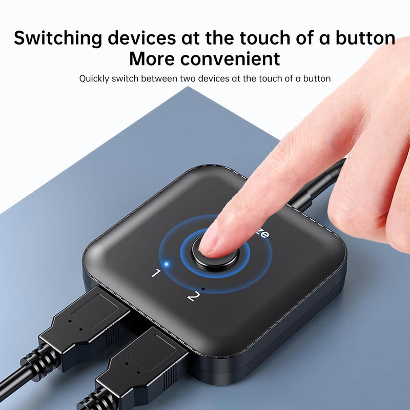 USB 2.0 Switch 2 in 1 Out & 1 in 2 Out - Bi-Directional USB Sharing Switch for Printer, Keyboard, Mouse, Scanner & Flash Drive - 2-Port KVM Switch Box for Two Computers