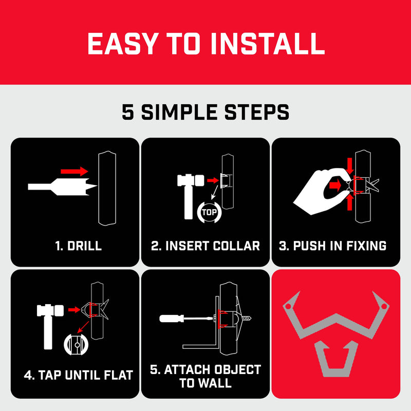 Bullfix Drywall Anchors and Screws Kit - 24 Pack, Holds 255lbs, Heavy Duty Drywall Anchors for Shallow Hollow Cavity with 13/16" Drill Bit, Dry Wall Screws, Heavy Duty Dry Wall Kit
