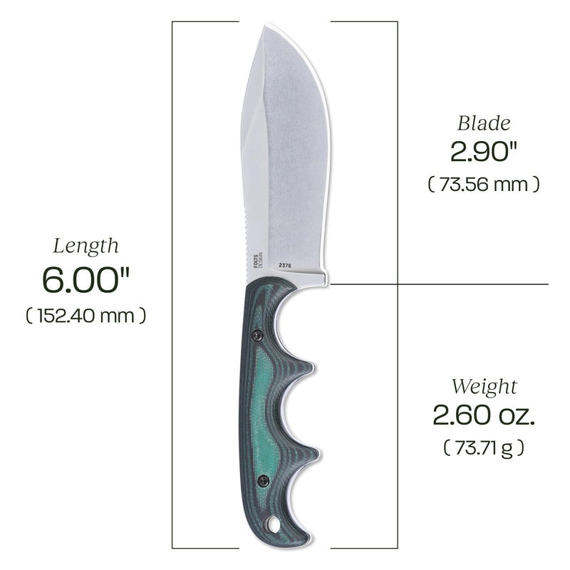 CRKT Minimalist Nessmuk Outdoor Survival Fixed Blade Knife with Sheath: D2 Steel Plain Edge Blade, Micarta Handle, 2376 Green