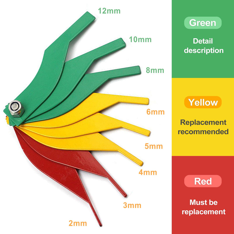 Automotive Brake Pad Wear Measurement Kit - Color-Coded Gauges with Both SAE & Metric Markings - Mechanic Inspection Tool