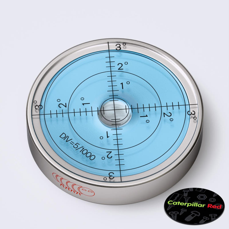 Magnetic Metal Large Spirit Bubble Level 60mm Diameter, (2 23/64 in), Degrees, Circular, Surface Level - Metal Housing, Blue/Silver