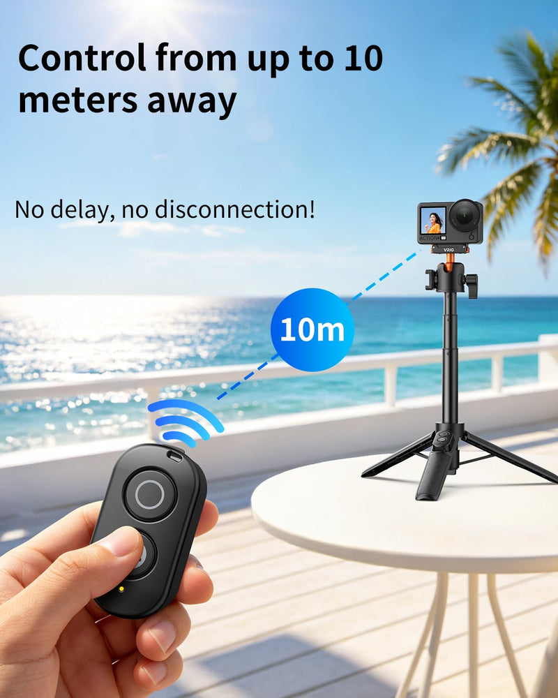 VRIG Bluetooth Remote Control Compatible with DJI Osmo Action 6/5 Pro/ 4/Osmo 360, 32ft Remote Control Range Smart Action Camera Accessories