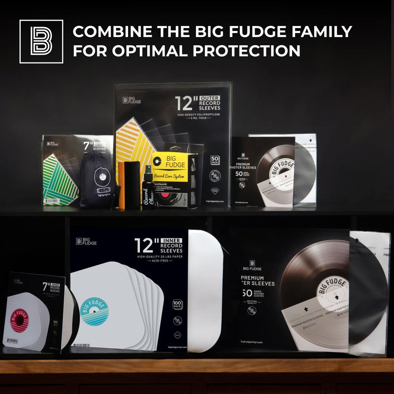 BIG FUDGE Vinyl Record Inner Sleeves 25x | Made from Heavyweight & Acid Free Paper | Album Covers with Round Corners for Easy Insert | Slim Record Jackets to Protect Your LPs & Singles | 12" 25