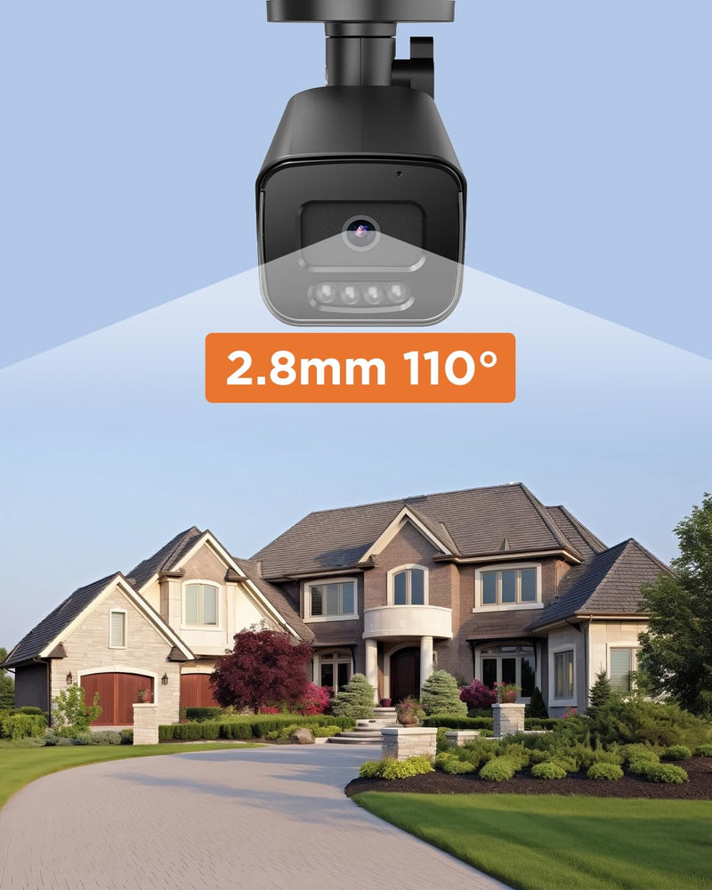 4K PoE IP Bullet Camera with Smart Color Night Vision, 8MP Wired Video Surveillance Security IP PoE Camera Indoor/Outdoor, AI Human/Vehicle Dtection, Two-Way Audio, Black, PB65A3-8MDL