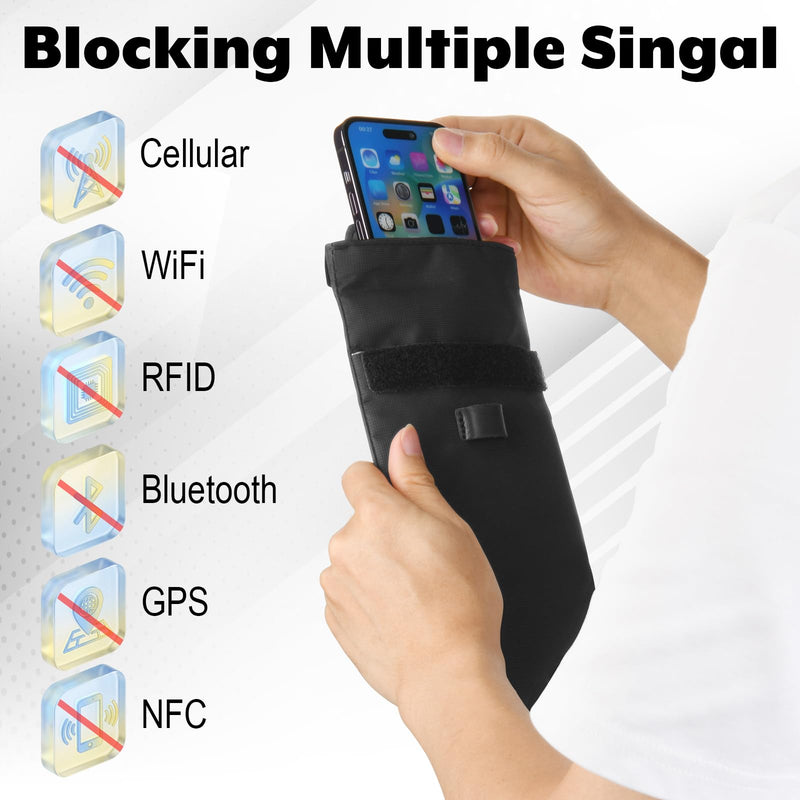 Signal Blocking Case Sleeve for Phones - RFID & WiFi Shielding Pouch for Cell Phone, Key Fob, Passport, ID Card in Travel Commute Work for Anti-Tracking, Privacy & Data Protection, 2 Pcs