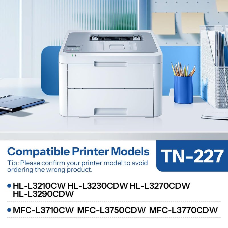 TN227 TN-227 Yellow Toner Cartridge Replacement for Brother TN-227 TN227Y HL-L3270CDW MFC-L3770CDW HL-L3290CDW MFC-L3750CDW HL-L3210CW Printer 1 Pack High Yield