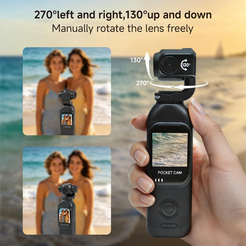 dahocamgo Vlogging Camera, Pocket Camera with 64GB Card | Audio & Video Recording, Touch Screen, 270° Rotating Lens, Charging Case Included Handheld for YouTube, Traveling, Daily Life