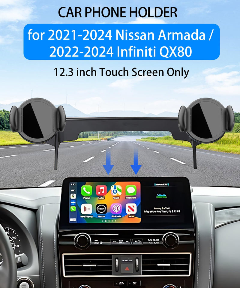 Car Phone Mount for Nissan Armada/Infiniti QX80 12.3 Inch Screen | 2021-2024 Nissan Armada/2022-2024 Infiniti QX80 MagSafe Magnets Cell Phone Holder, with Portable Phone Gripper 360° Rotation for 21-24 Armada/22-24 Infiniti QX80(12.3 Inch)