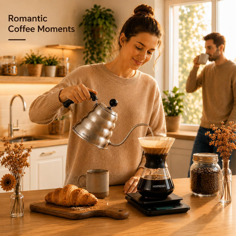 Mixpresso Gooseneck Pour Over Coffee Kettle, Barista Pour Control Design, Ideal for Coffee and Tea, High-Grade Stainless Steel 1.2 Liter 40 Oz, Induction Cooker Stovetop Kettle Stainless Steel