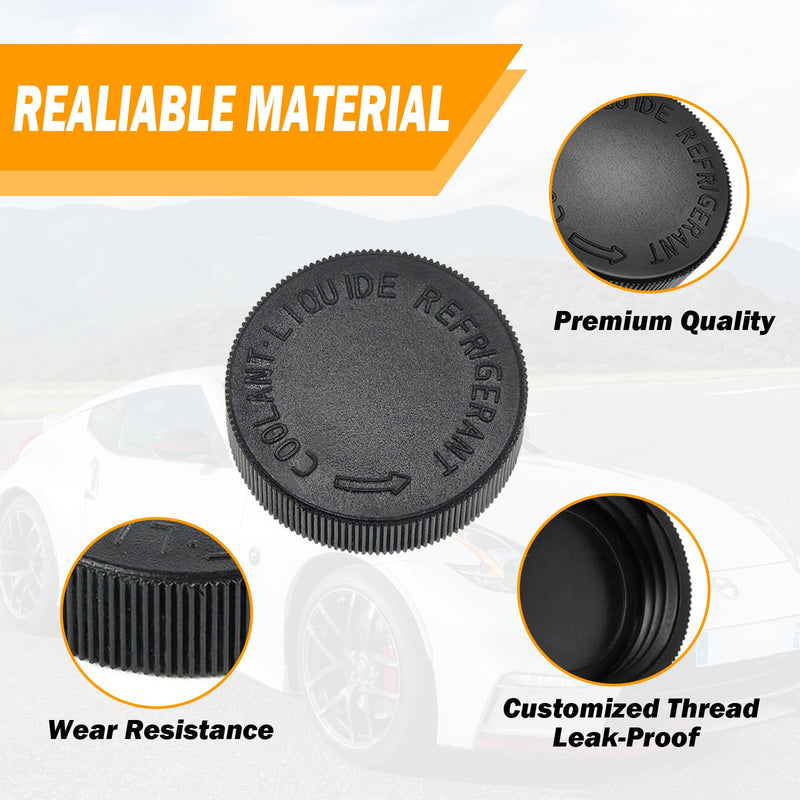 21712-79900 Black Coolant Reservoir Cap 2PCS Engine Radiator Coolant Water Tank Cap Radiator Overflow Tank Lid Cap Compatible with Nissan Murano Rogue Versa Quest, Fit for Infiniti EX35 FX37 G35 M35