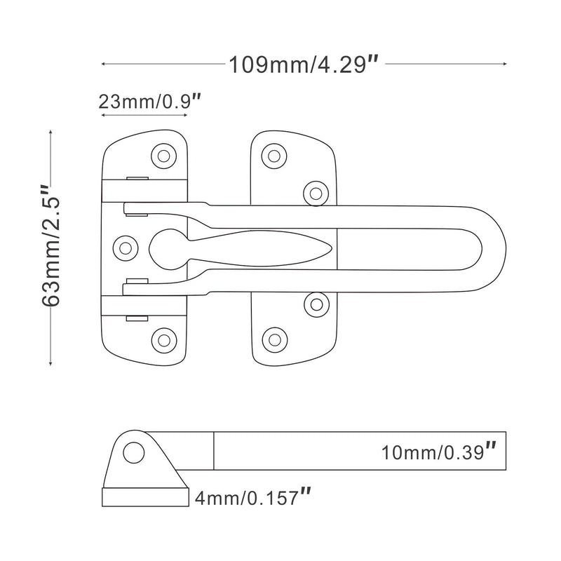 Earl Diamond Door Lock Latch for Home Security - Swing Bar Door Guard for Front and Inside Door, Safety Childproof Reinforcement Door Stopper for Kids Home Hotel Apartment, Antique Bronze