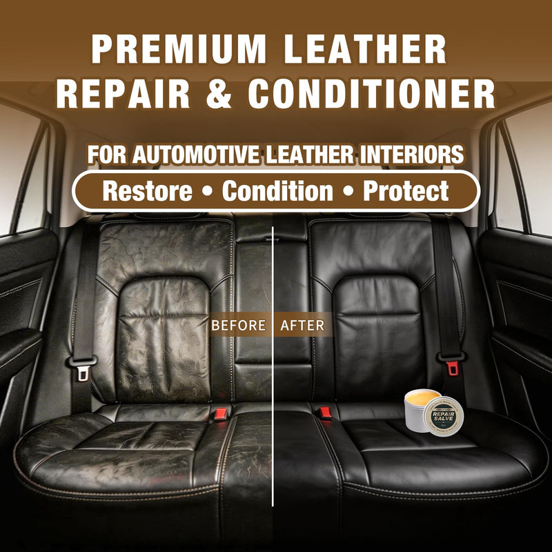 Leather Conditioner & Repair Cream: Leather Cleaner and Conditioner for Car Seats and Interiors - Repair Conditioning Salve for Furniture Couches Shoes Purse Bags (8 Oz) 8 Oz