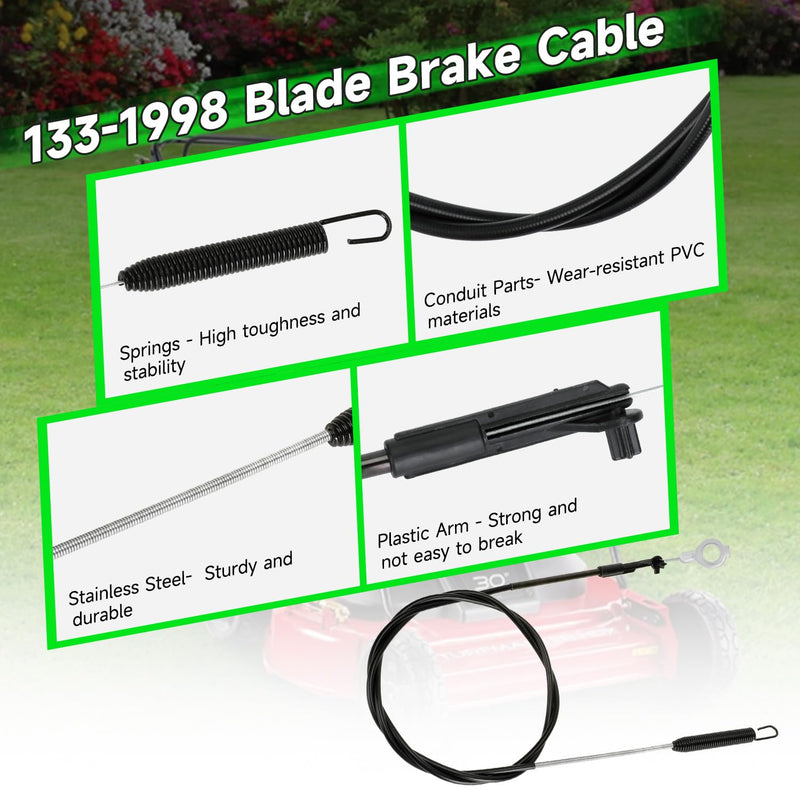133-1998 Brake Cable Compatible with Toro Timemaster 30" Self Propelled Gas Push Lawn Mower, Blade Engagement Cable Replacement for Toro 21199 21200 20976 20978 Walk Behind Lawnmower Parts